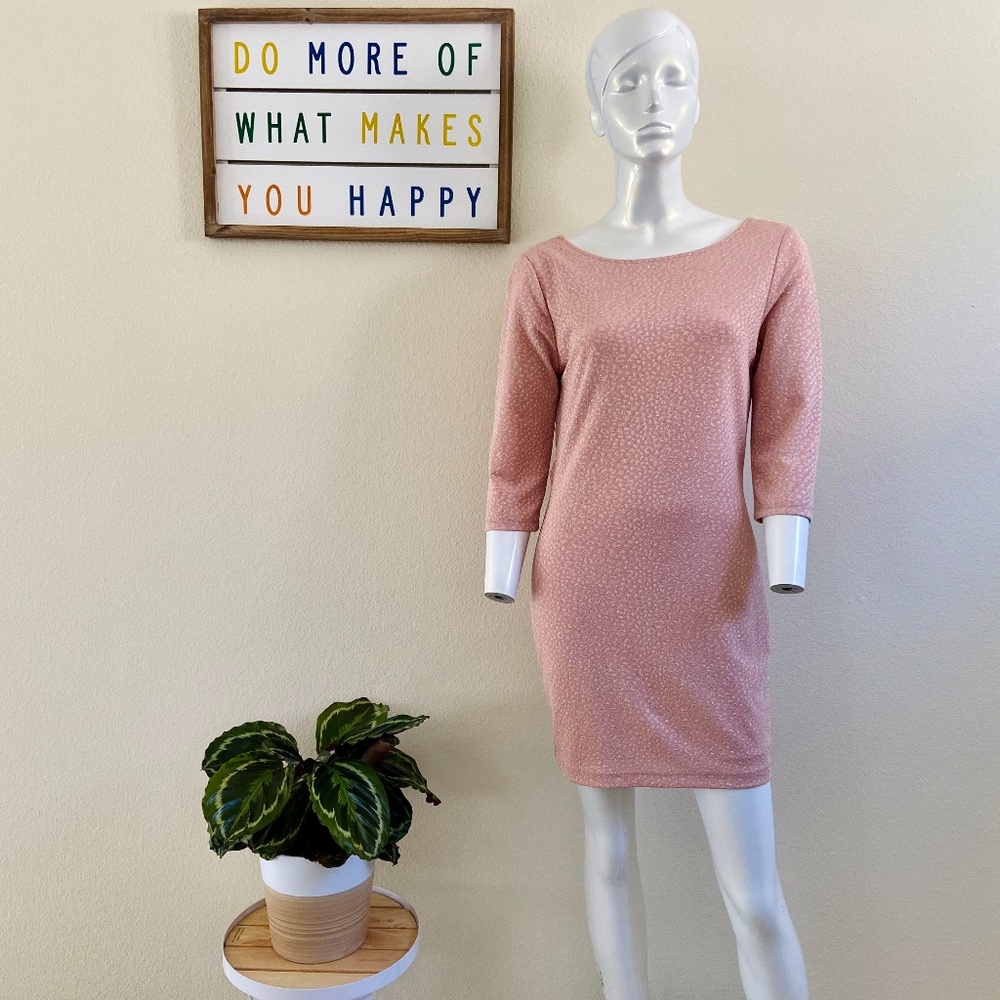 WINDSOR pink sparkly leopard dress w/cowl back NWT - Picture 6 of 7